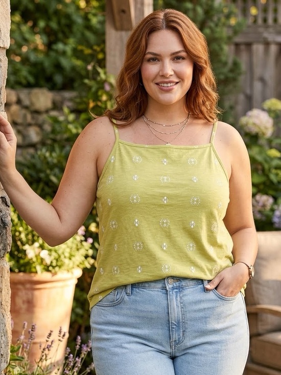 Sonoma Tops - Sonoma Yellow Spaghetti Strap Tank Top Size XL